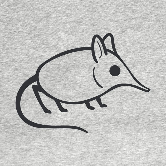 Elephant shrew minimalist design in dark ink by croquis design